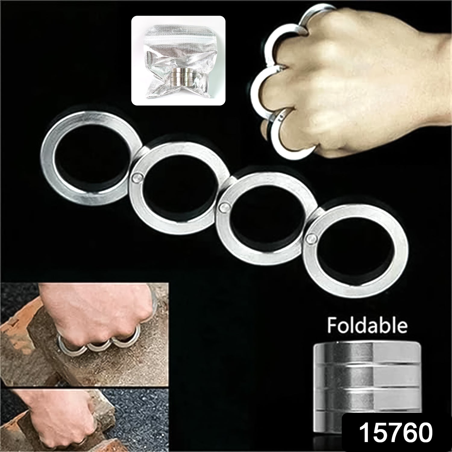 Portable 4 Finger Ring Unique Rotating Folding Ring (1 Set) Portable 4 Finger Ring Unique Rotating Folding Ring (1 Set)